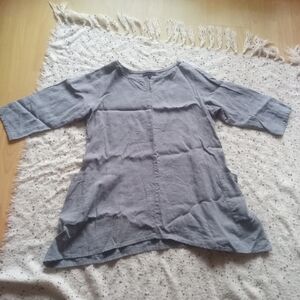 Ebra Ziron Linen Slate Grey Tunic Top